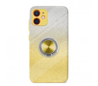 Funda Silicona Brillante iPhone 12 Mini Imán Soporte Anilla 5 Colores