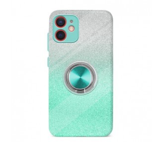 Funda Silicona Brillante iPhone 12 Mini Imán Soporte Anilla 5 Colores