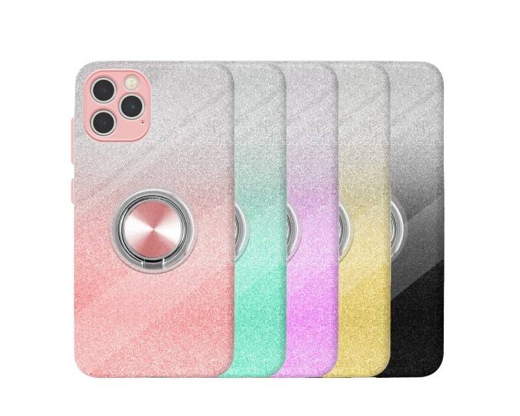 Funda Silicona Brillante iPhone 12 Pro/12 6.1 con Imán y Soporte de Anilla 360º 5 Colores"
