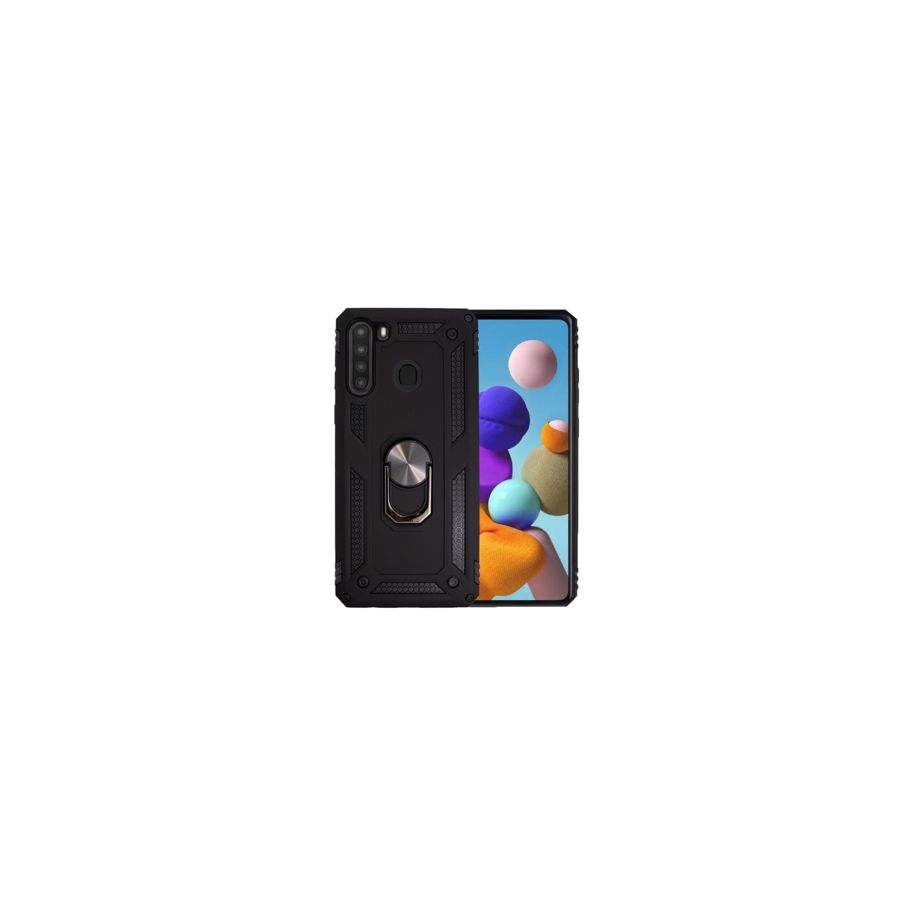 Funda Aluminio Antigolpe Samsung Galaxy A21 con Imán y Soporte de Anilla 360º
