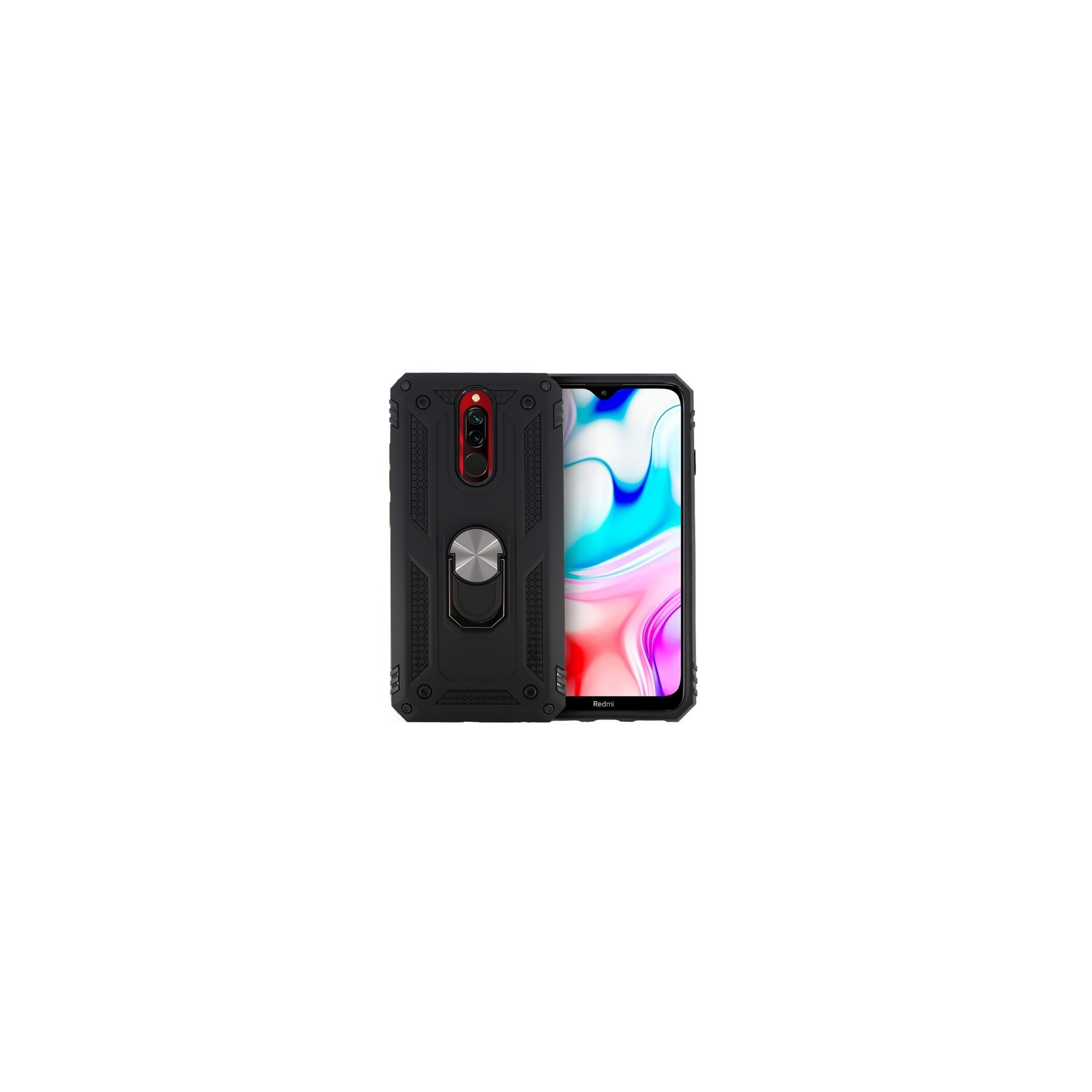 Funda Aluminio Antigolpe Xiaomi Redmi 8/8a con Imán y Soporte de Anilla 360º