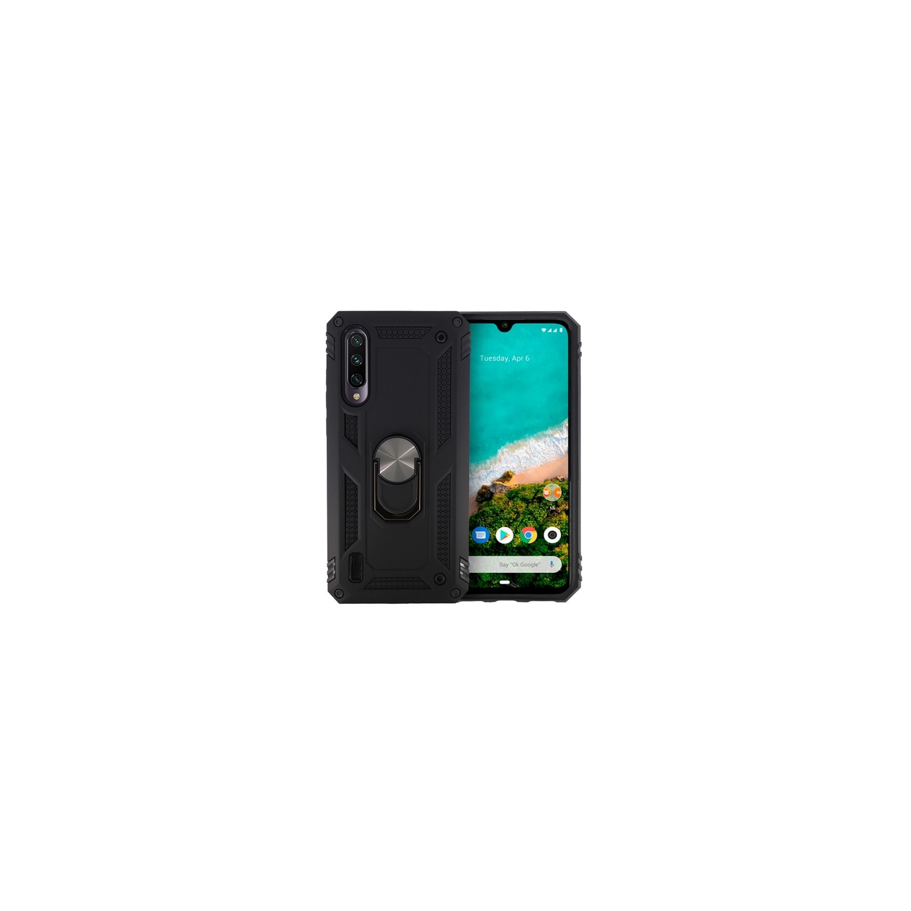 Funda Aluminio Antigolpe Xiaomi Mi A3 Lite con Imán y Soporte de Anilla 360º