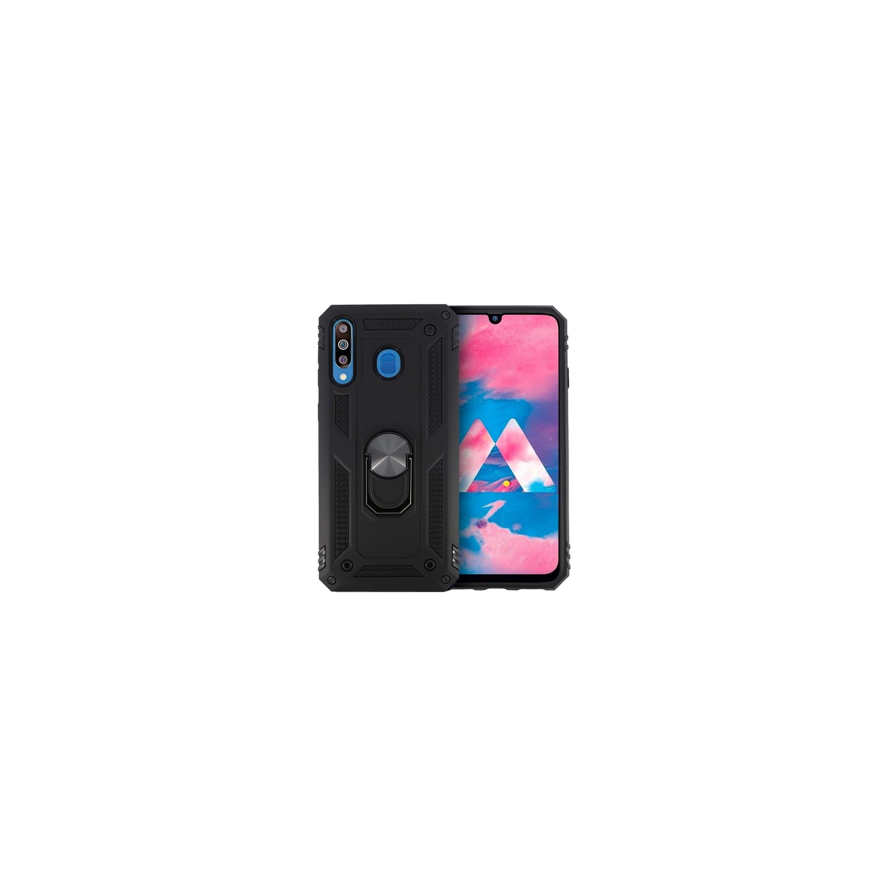 Funda Aluminio Antigolpe Samsung Galaxy M30 con Imán y Soporte de Anilla 360º