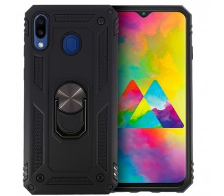 Funda Aluminio Antigolpe Samsung Galaxy M20 con Imán y Soporte de Anilla 360º