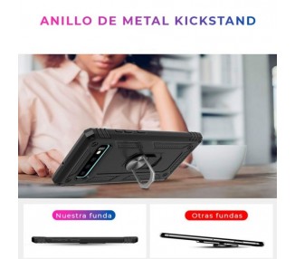 Funda Aluminio Antigolpe Huawei Y6 2019 con Imán y Soporte de Anilla 360º