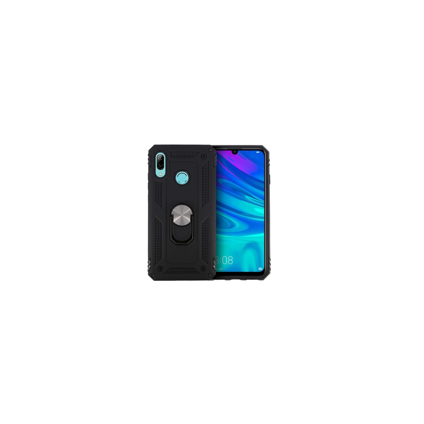 Funda Aluminio Antigolpe Huawei P Smart 2019 con Imán y Soporte de Anilla 360º