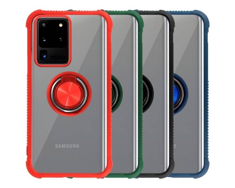 Funda Gel Antigolpe Samsung Galaxy S20 Ultra con Imán y Soporte de Anilla 360º 4 Colores