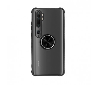 Funda Gel Antigolpe Xiaomi Mi Note 10 con Imán y Soporte de Anilla 360º Negra