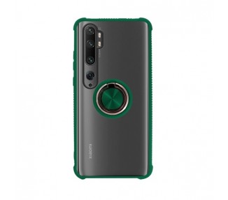 Funda Gel Antigolpe Xiaomi Mi Note 10 con Imán y Soporte de Anilla 360º Negra
