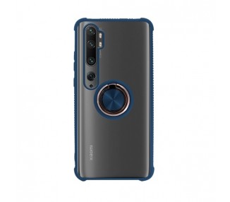 Funda Gel Antigolpe Xiaomi Mi Note 10 con Imán y Soporte de Anilla 360º Negra