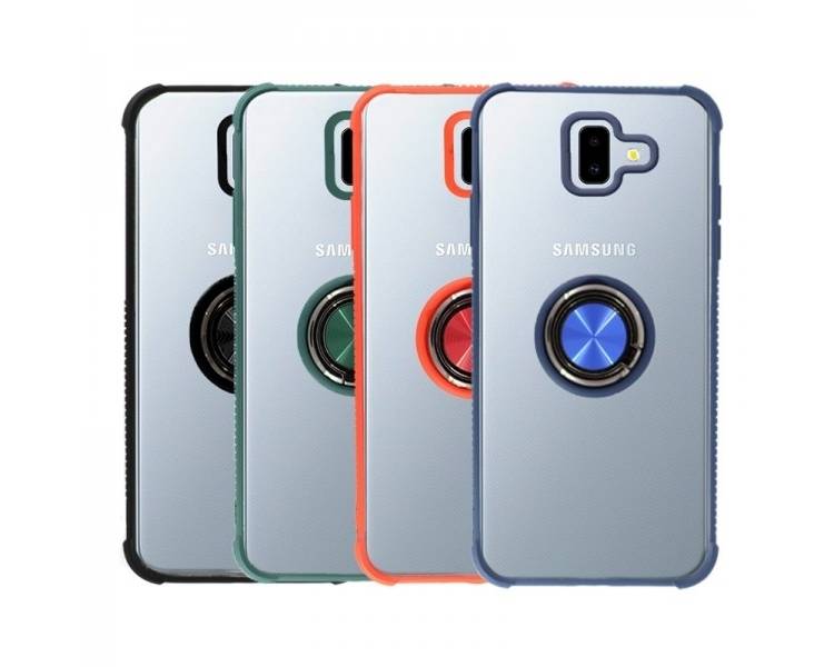 Funda Gel Antigolpe Samsung Galaxy J6 Plus Imán Soporte Anilla 4 Colores