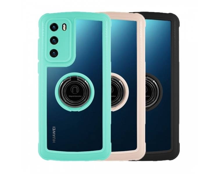Funda Anti-Shock Huawei P40 con Imán y Soporte de Anilla - 3 Colores