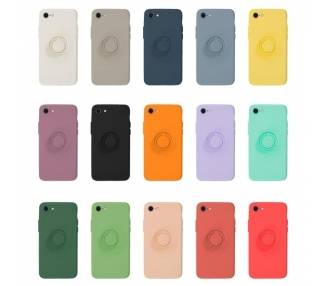 Funda Gel Silicona Suave Flexible para iPhone 7/8G con Imán y Soporte de Anilla 360º 15 Colores