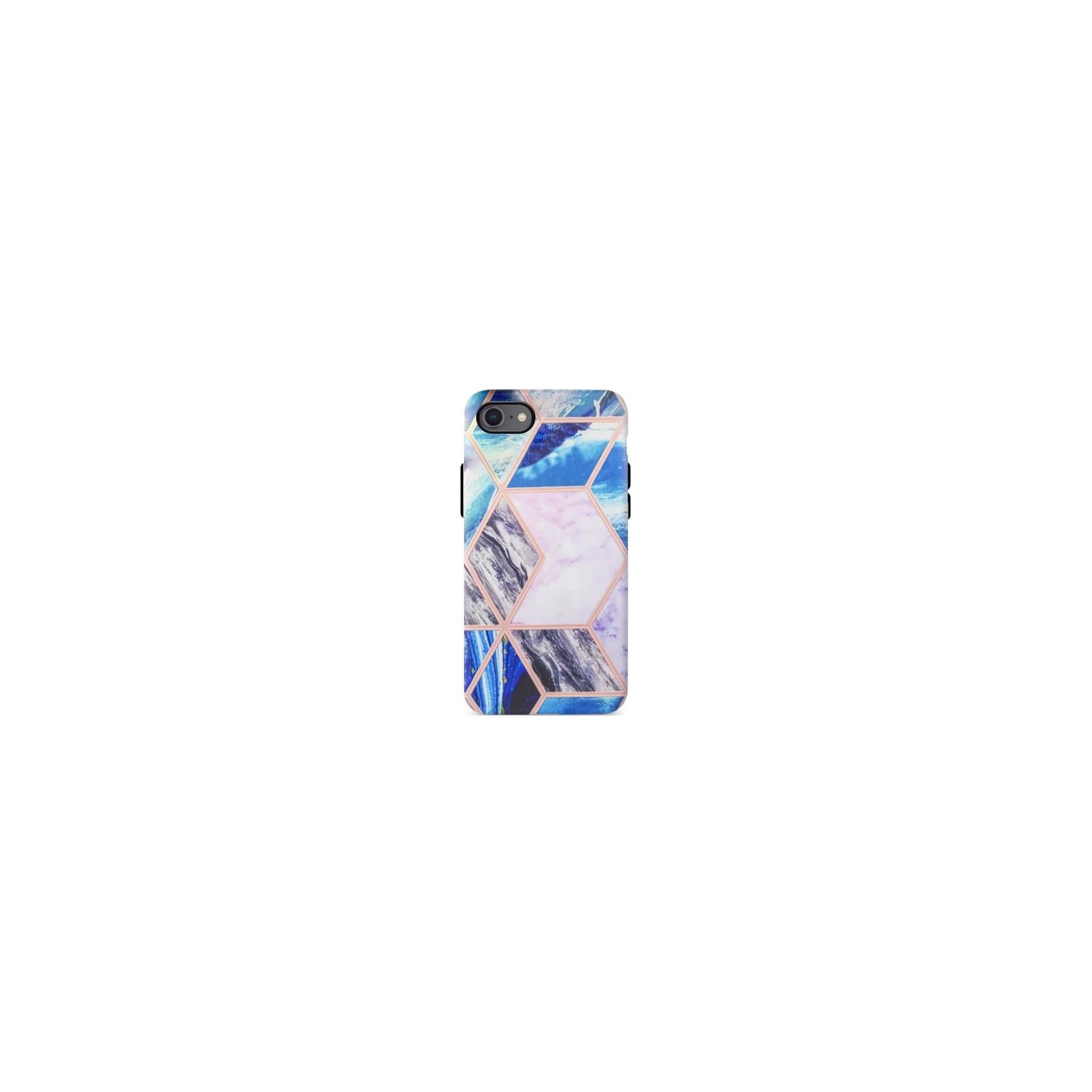 Funda Gel Relieve IPhone 7/8/SE - Mármol Geométrico Azul