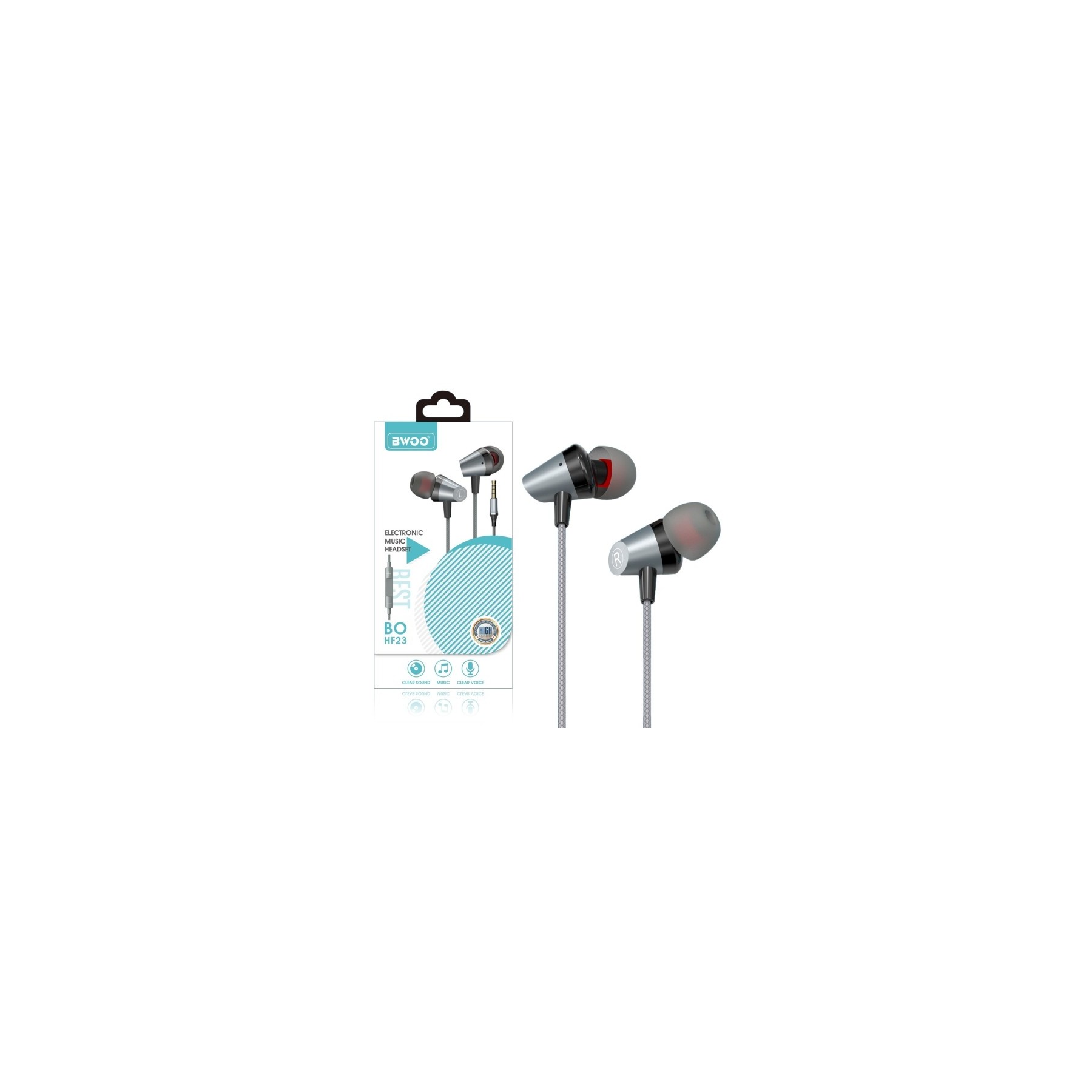 Auricular Cascos Efecto Cuerda Con Micrófono BWOO HF-23 Negro PACK 5UNDS