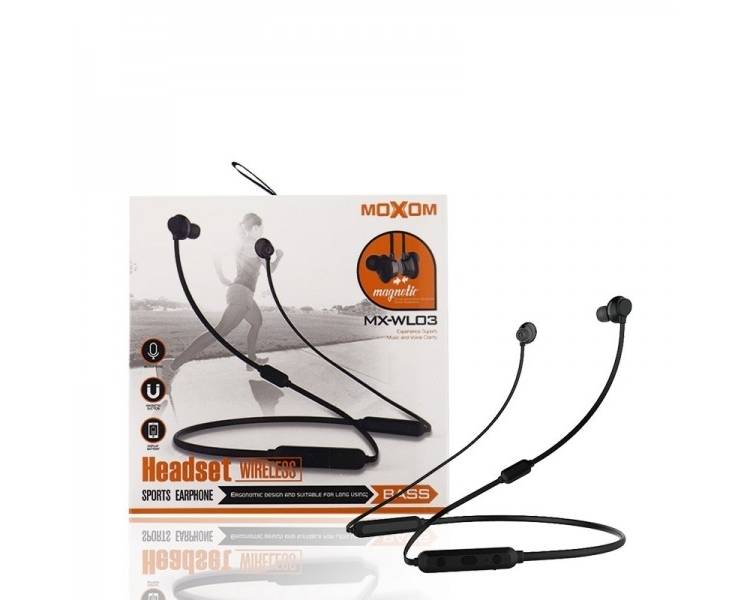 Auriculares Bluetooth MOXOM MX-WL03 Magnéticos Negro