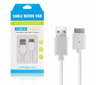 Cable Micro B 3.0 APOKIN USB 2.0 a Micro B 3.0 1m - 2 Colores