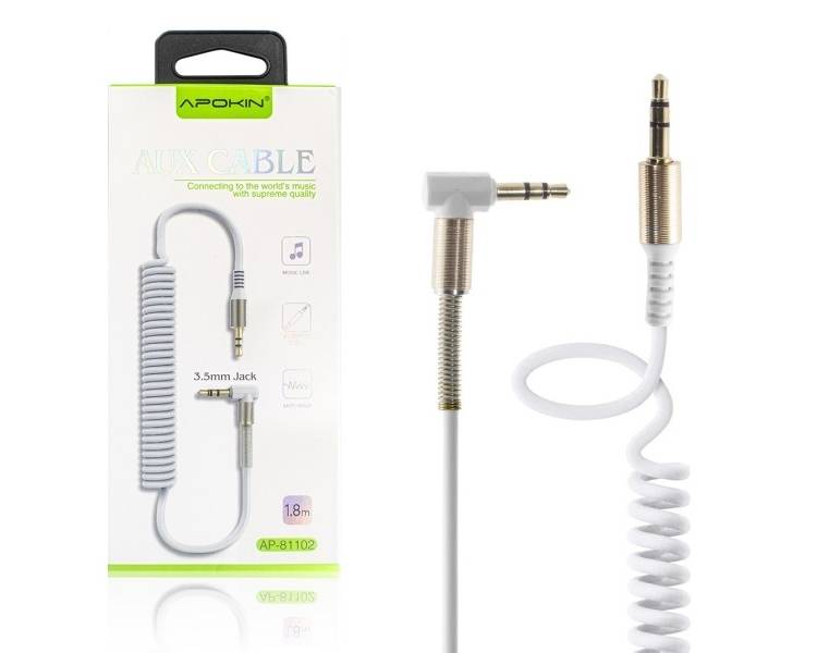 Cable Audio APOKIN Extensible Minijack 3.5mm 1.8m - Blanco