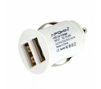 Cargador Coche Mini con 2 USB APOKIN 2.1A Sin Caja Blanco
