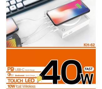 Cargador Inalámbrico MOXOM KH-62 40W Carga Rápida