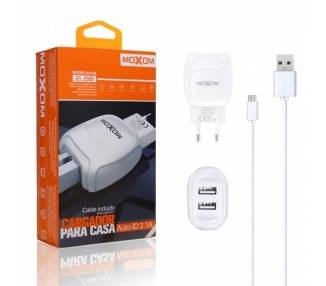 Cargador Red Moxom KH-69 Auto ID 2.1A & Cable MicroUSB