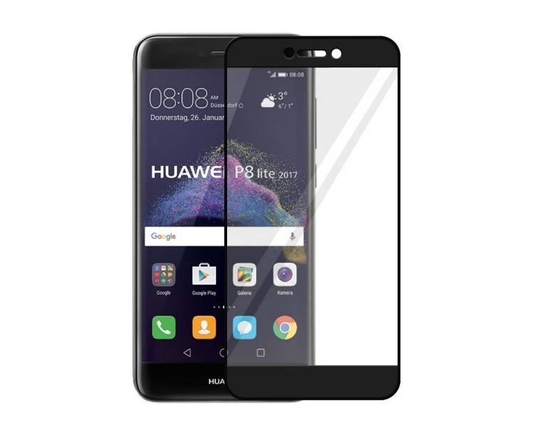 Cristal templado completo Huawei P8 Lite 2017 Protector de Pantalla Negro