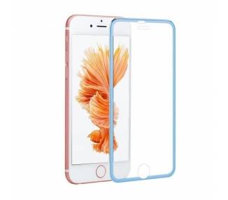 Cristal templado completo iPhone 6 Plus Protector Pantalla con borde colorado Azul
