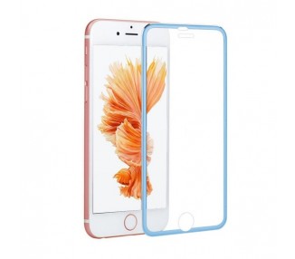 Cristal templado completo iPhone 6 Plus Protector con borde colorado Azul