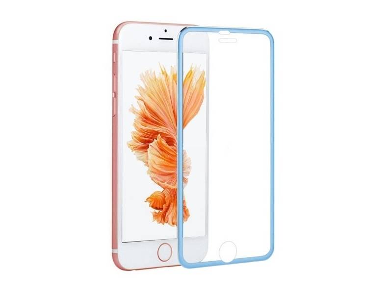 Cristal templado completo iPhone 6 Plus Protector Pantalla con borde colorado Azul