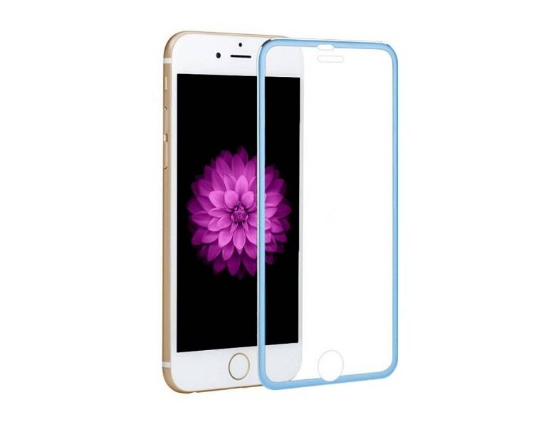 Cristal templado completo iPhone 6 Protector Pantalla con borde colorado Azul