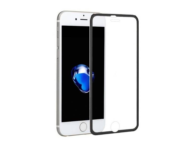 Cristal templado completo iPhone 7 Plus Protector Pantalla con borde colorado Negro