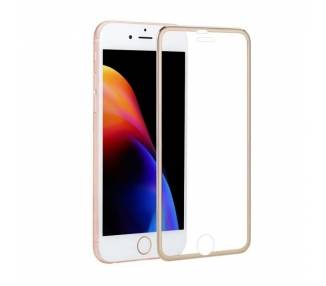 Cristal templado completo iPhone 8 Plus Protector con borde colorado Dorado