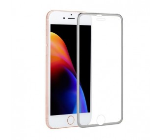 Cristal templado completo iPhone 8 Plus Protector con borde colorado Plata