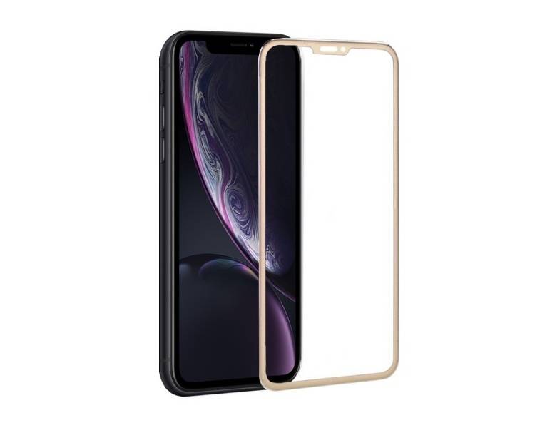 Cristal templado completo iPhone X Protector con borde colorado Dorado