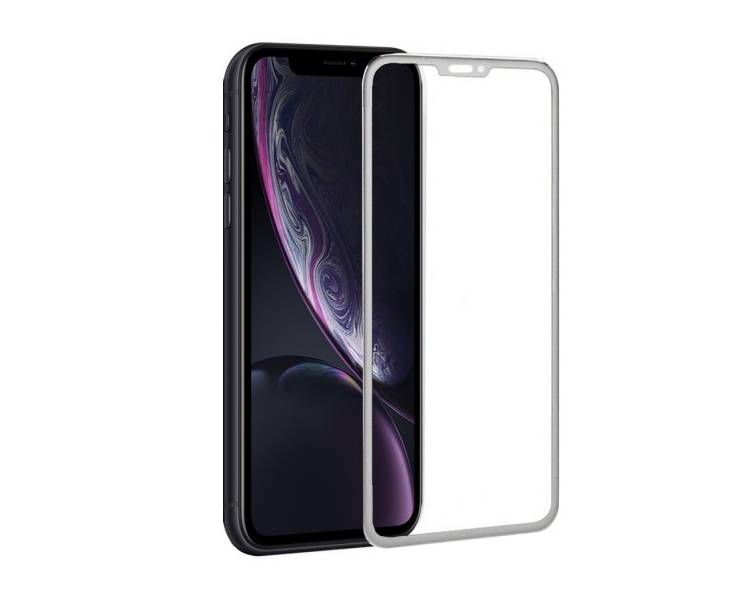 Cristal templado completo iPhone X Protector con borde colorado Plata
