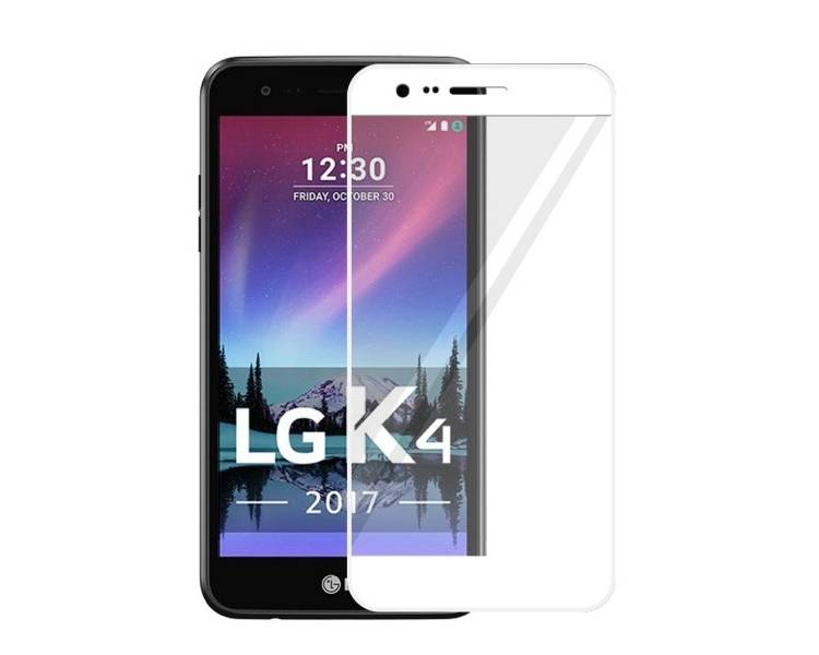 Cristal templado completo LG K4 2017 Protector de Pantalla Blanco