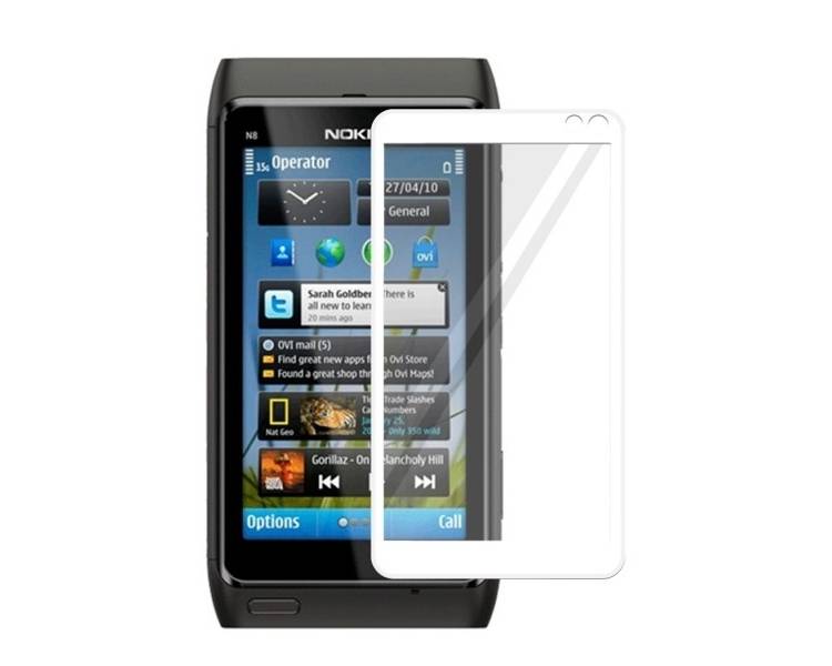 Cristal templado completo Nokia N8 Protector de Pantalla Blanco