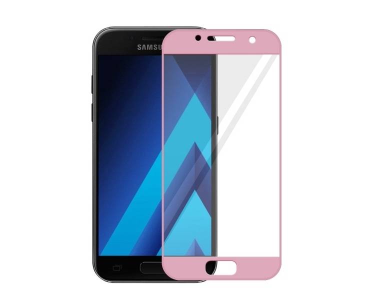 Cristal templado completo Samsung Galaxy A3 2017 Protector de Pantalla Rosa