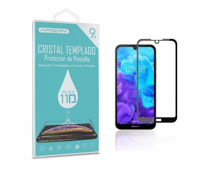 Cristal templado Full Glue 11D Premium Huawei Y5 2019 Protector de Pantalla Curvo Negro