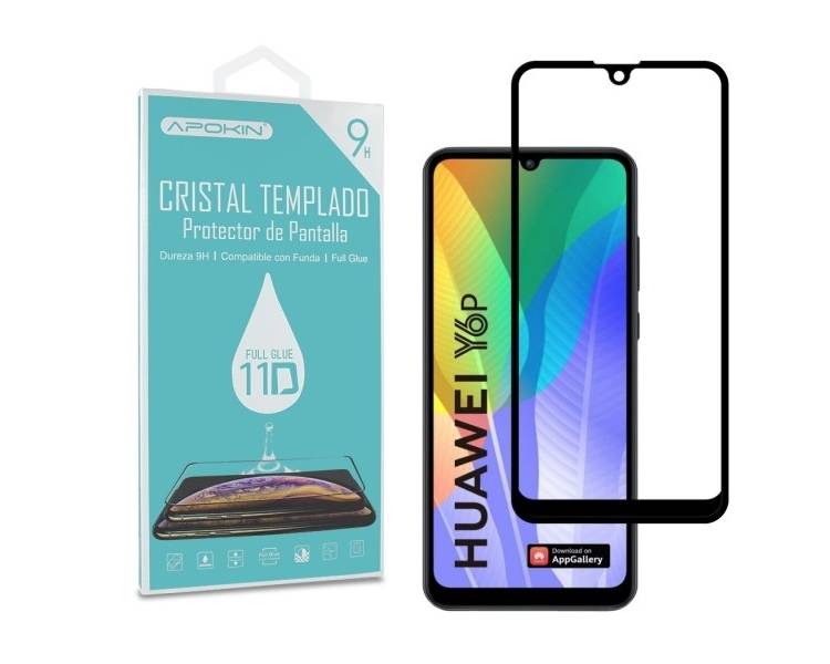 Cristal templado Full Glue 11D Premium Huawei Y6P 2020 Protector de Pantalla Curvo Negro