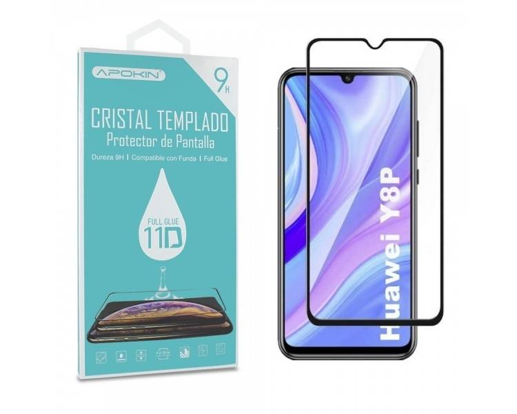 Cristal templado Full Glue 11D Premium Huawei Y8P/P Smart S /Enjoy 10S Protector de Pantalla Curvo Negro