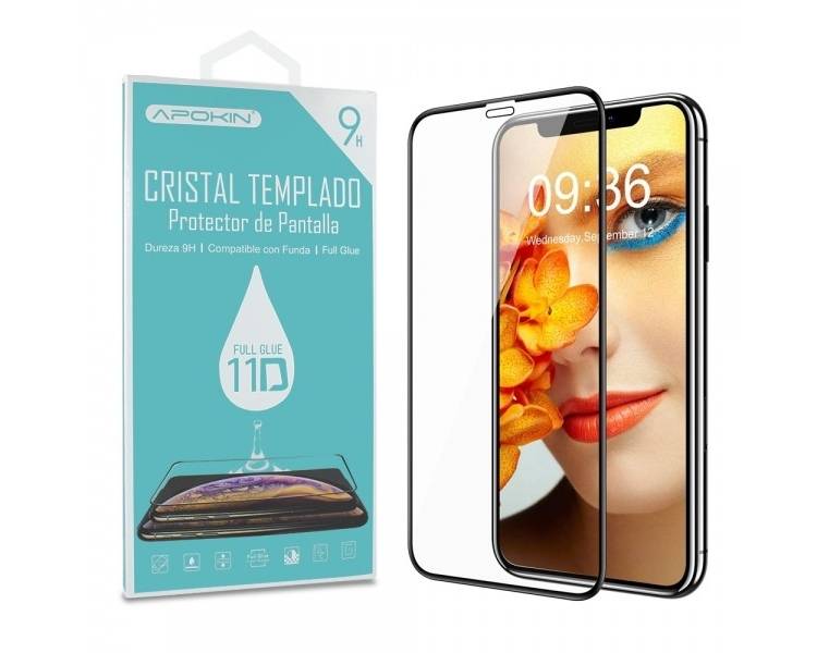 Cristal templado Full Glue 11D Premium iPhone Xs Max Protector de Pantalla Curvo Negro