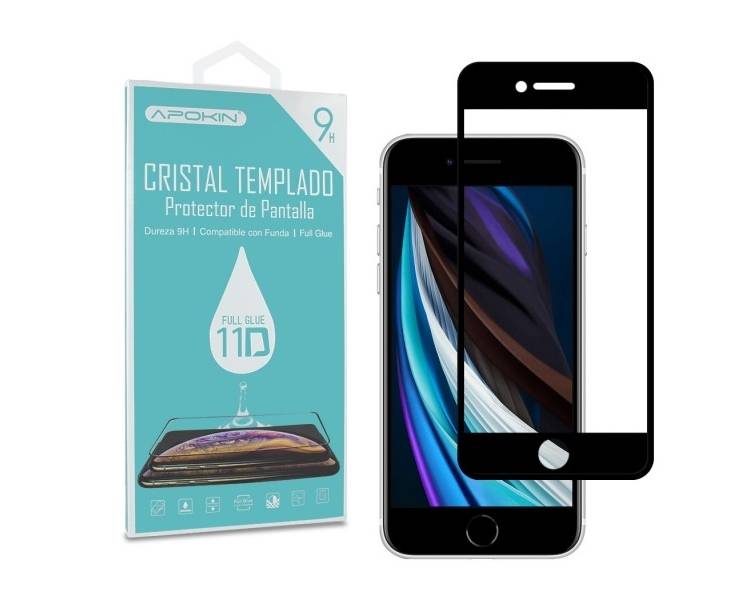 Cristal templado Full Glue 11D Premium iPhone SE 2020 Protector de Pantalla  Curvo Negro