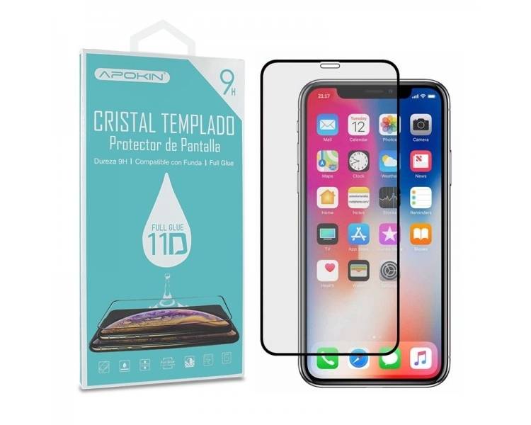Cristal templado Full Glue 11D Premium iPhone X / Xs Protector de Pantalla Curvo Negro