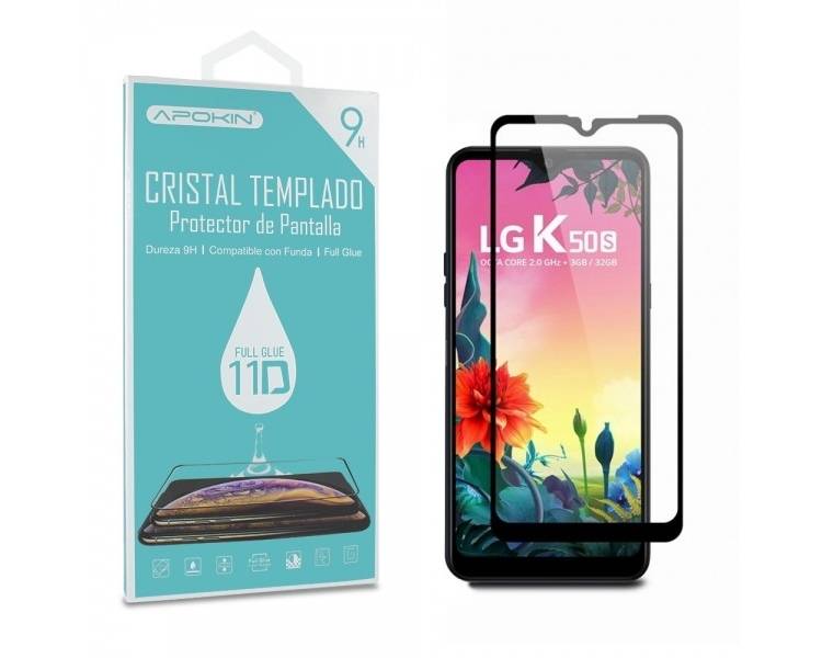 Cristal templado Full Glue 11D Premium LG K50s Protector de Pantalla Curvo Negro