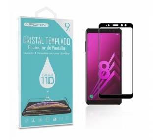 Cristal templado Full Glue 11D Premium Samsung Galaxy A8 2018 Protector de Pantalla Curvo Negro