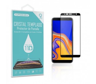 Cristal templado Full Glue 11D Premium Samsung Galaxy J4/J6 Plus Protector de Pantalla Curvo Negro