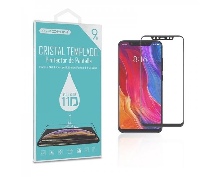 Cristal templado Full Glue 11D Premium Xiaomi Mi 8 Protector de Pantalla Curvo Negro
