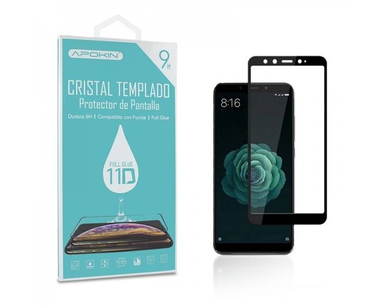 Cristal templado Full Glue 11D Premium Xiaomi Mi A2 Protector de Pantalla Curvo Negro