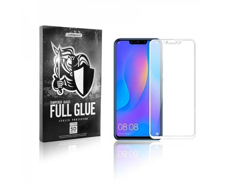 Cristal templado Full Glue 5D Huawei P Smart + Protector de Pantalla Curvo Blanco
